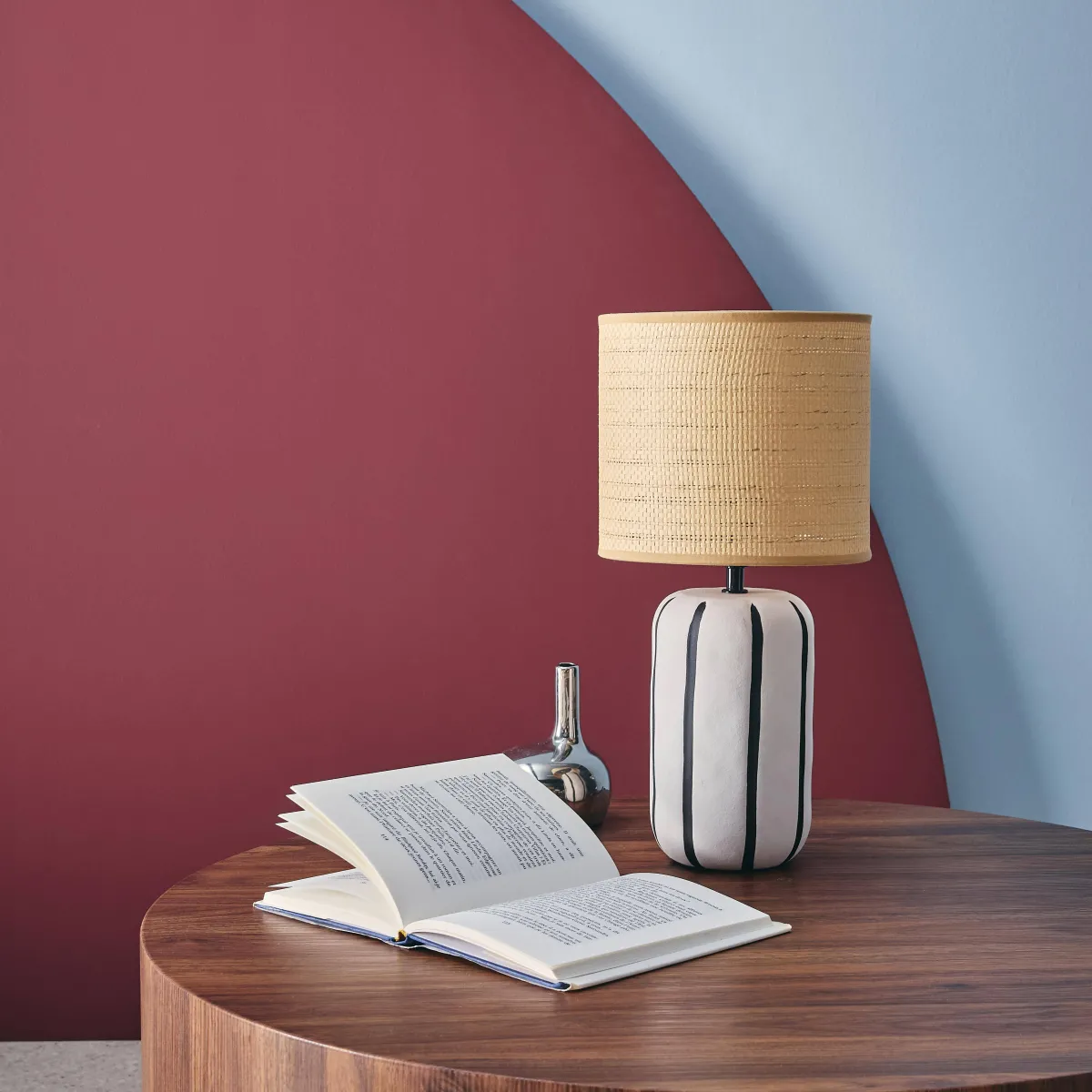 sweeek Lampada da tavolo in ceramica per interni con effetto rattan, 41cm