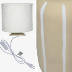 sweeek Lampada da tavolo interna in ceramica con paralume bouclé, 41cm