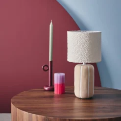 sweeek Lampada da tavolo interna in ceramica con paralume bouclé, 41cm