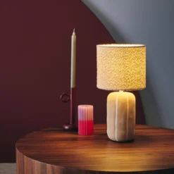 sweeek Lampada da tavolo interna in ceramica con paralume bouclé, 41cm
