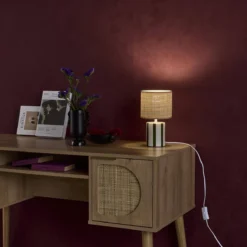 sweeek Lampada da tavolo interno ceramica paralume effetto rattan, 28cm
