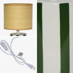 sweeek Lampada da tavolo interno ceramica paralume effetto rattan, 28cm