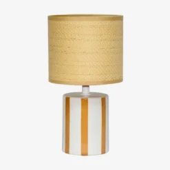 Lampada da tavolo interno ceramica paralume effetto rattan, 28cm