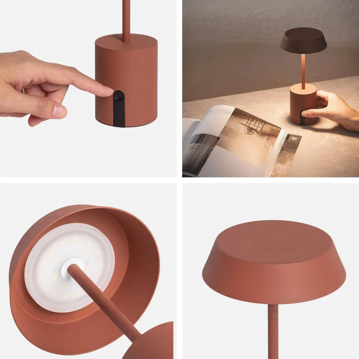 sweeek Lampada da tavolo LED per interno ed esterno in metallo, Ø 10,8 cm