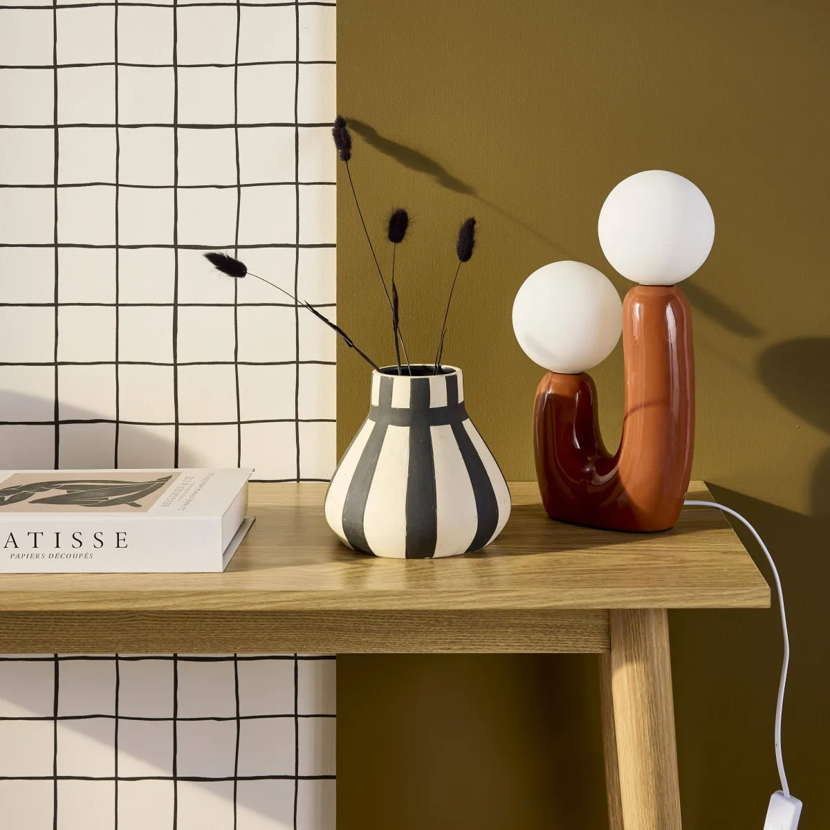 sweeek Lampada da tavolo organica ceramica e vetro, 31cm