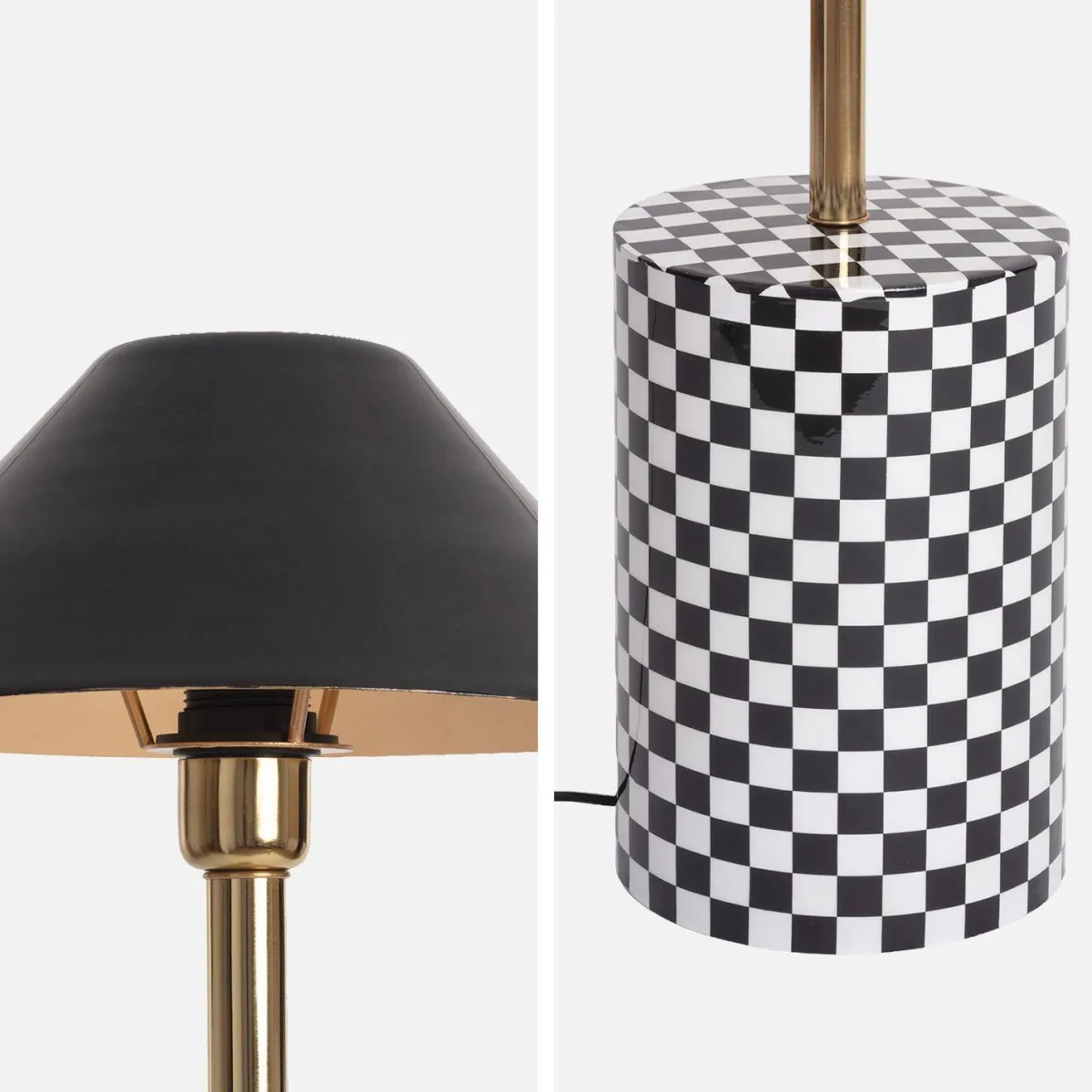 sweeek Lampada da terra per interno in metallo con base a scacchi, Ø31cm