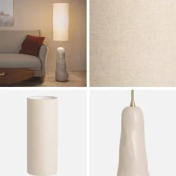 sweeek Lampada da terra per interno in ceramica e tessuto, Ø27cm