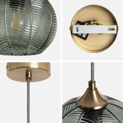 sweeek Lampade sospesa in metallo e vetro, 20cm