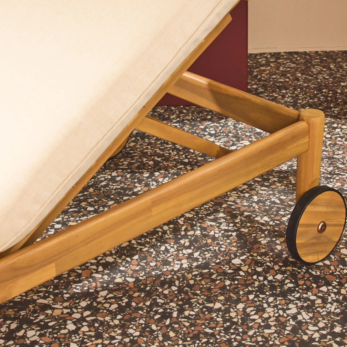 sweeek Lettino prendisole in legno di acacia multiposizione con ruote