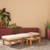 sweeek Lettino prendisole modulare in legno multiposizione con tavolino