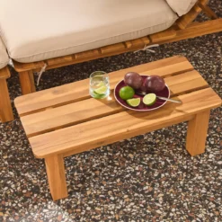 sweeek Lettino prendisole modulare in legno multiposizione con tavolino