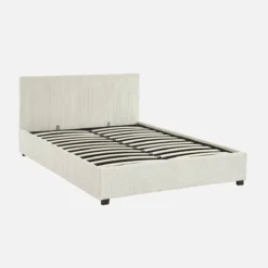 sweeek Letto a cassettone con rete a doghe 140x190cm, velluto a coste grosse
