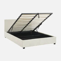 sweeek Letto a cassettone con rete a doghe 140x190cm, velluto a coste grosse