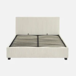 sweeek Letto a cassettone con rete a doghe 140x190cm, velluto a coste grosse