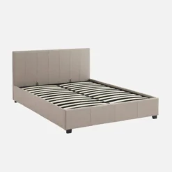 sweeek Letto a cassettone con rete a doghe e testiera, 140x190cm
