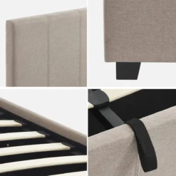 sweeek Letto a cassettone con rete a doghe e testiera, 140x190cm