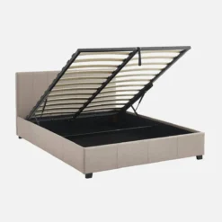sweeek Letto a cassettone con rete a doghe e testiera, 140x190cm