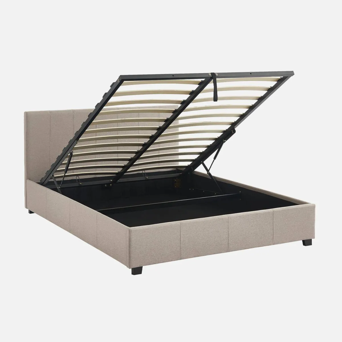 sweeek Letto a cassettone con rete a doghe e testiera, 140x190cm