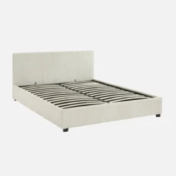 sweeek Letto a cassettone con rete a doghe 160x200cm, velluto a coste grosse