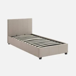 sweeek Letto a cassettone con rete a doghe 90x190cm, velluto a coste fini