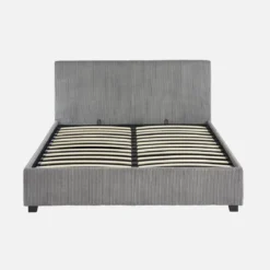 Letto a cassettone con rete a doghe 140x190cm, velluto a coste grosse