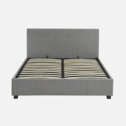 Letto a cassettone con rete a doghe e testiera, 140x190cm