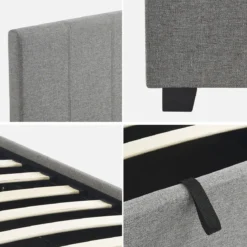 Letto a cassettone con rete a doghe 90x190cm, velluto a coste fini
