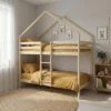 sweeek Letto a castello per bambini a forma di capanna 190cm in pino naturale