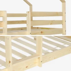 sweeek Letto a castello per bambini a forma di capanna 190cm in pino naturale