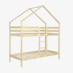 sweeek Letto a castello per bambini a forma di capanna 190cm in pino naturale