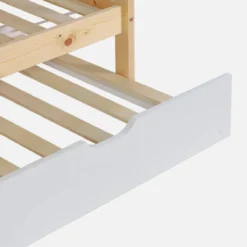 sweeek Letto a castello per bambini a forma di casa 190cm in pino naturale con cassetti