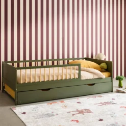 sweeek Letto a nido per bambini estraibile in pino naturale con rete a doghe e letto estraibile, 190cm