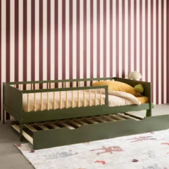 sweeek Letto a nido per bambini estraibile in pino naturale con rete a doghe e letto estraibile, 190cm