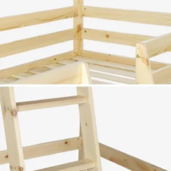sweeek Letto a soppalco per bambini cabina 190cm in pino naturale