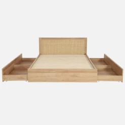 sweeek Letto bohemien con rete a doghe e testiera 140x190cm + 4 cassetti