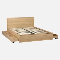 sweeek Letto con rete a doghe e testiera 140x190cm + 4 cassetti