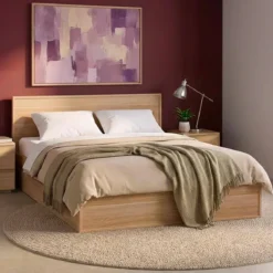 sweeek Letto con rete a doghe e testiera 140x190cm + 4 cassetti