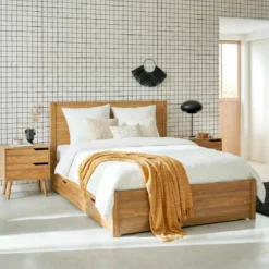 sweeek Letto con rete a doghe e testiera 160x200cm + 4 cassetti