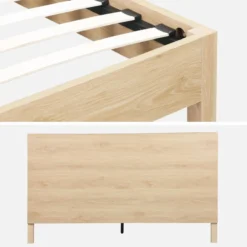 sweeek Letto con rete a doghe e testiera 160x200cm decorazione legno