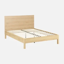 sweeek Letto con rete a doghe e testiera 160x200cm decorazione legno