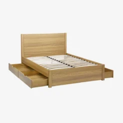 sweeek Letto con rete a doghe e testiera 140x190cm + 4 cassetti