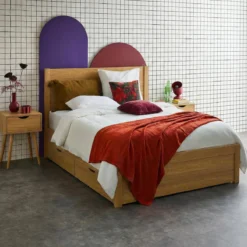 sweeek Letto con rete a doghe e testiera 140x190cm + 4 cassetti