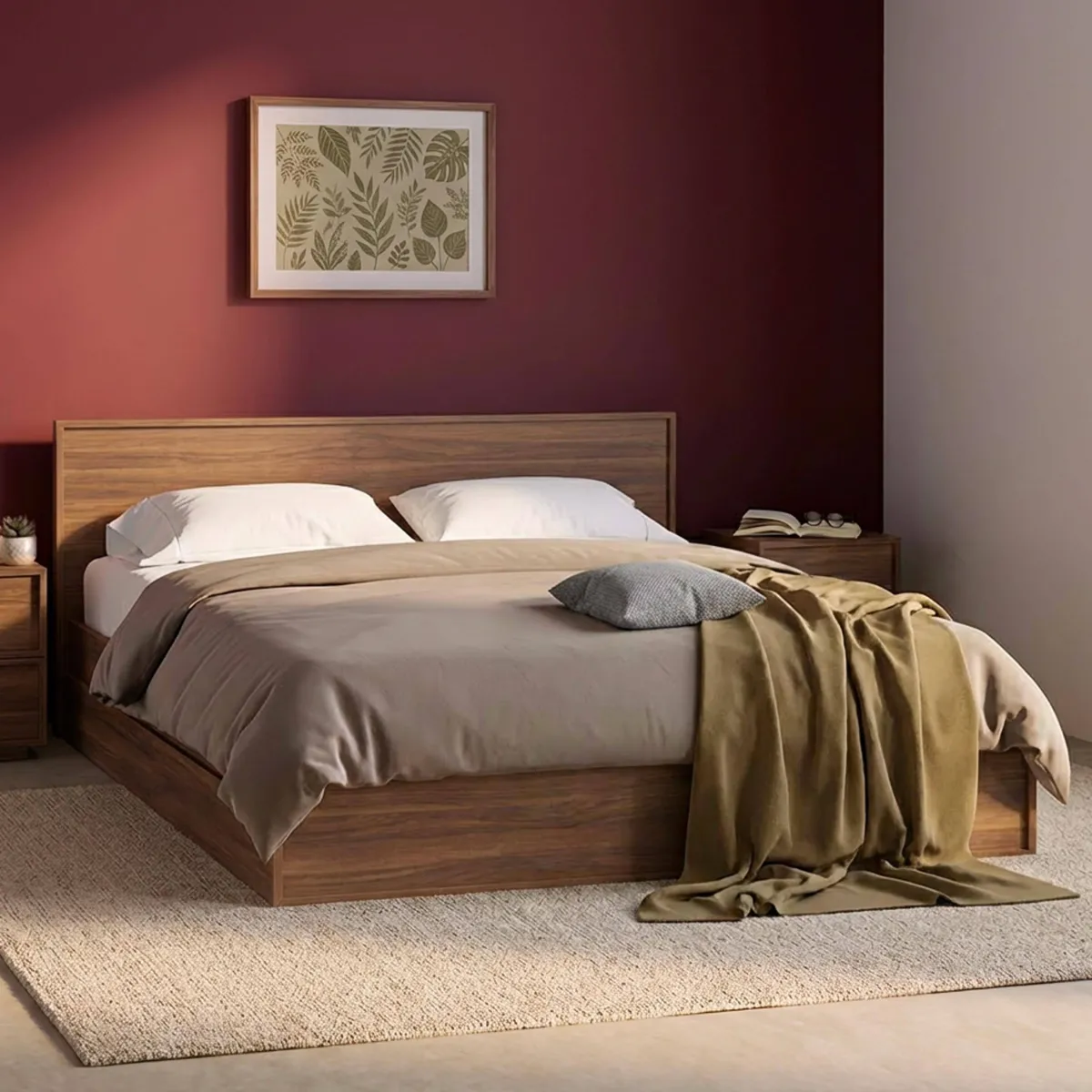 sweeek Letto con rete a doghe e testiera 160x200cm + 4 cassetti