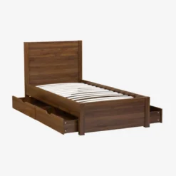 sweeek Letto con rete a doghe e testiera 90x190cm + 4 cassetti