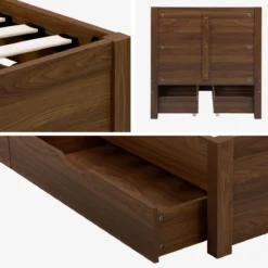 sweeek Letto con rete a doghe e testiera 90x190cm + 4 cassetti