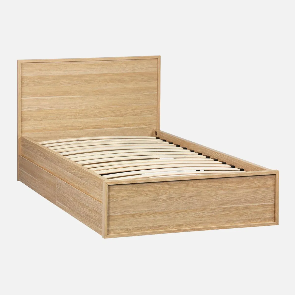 sweeek Letto con rete a doghe e testiera 90cm + 2 cassetti decorazione legno