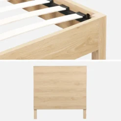 sweeek Letto con rete a doghe e testiera 90x190cm decorazione legno