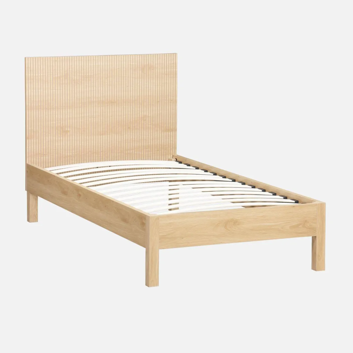 sweeek Letto con rete a doghe e testiera 90x190cm decorazione legno