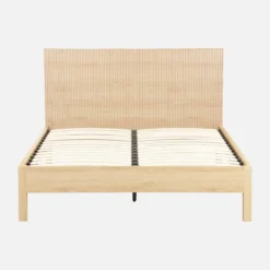 Letto con rete a doghe e testiera 140x190cm decorazione legno
