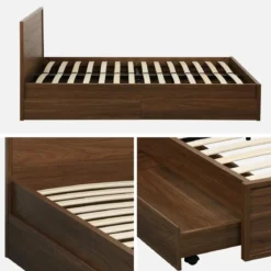 Letto con rete a doghe e testiera 140x190cm + 4 cassetti
